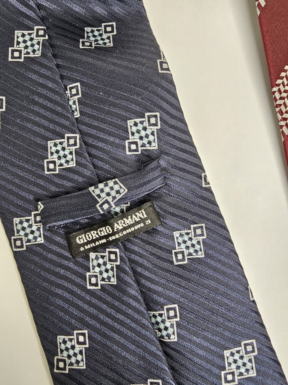 Giorgio Armani Classico Tie Bundle Of 4 in Classic Navy, Burgundy, Blue & Tan - Picture 10 of 11